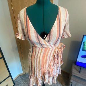 Ruffled striped tie dress